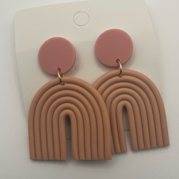 Boho clay colorful rainbow earrings - Picture 2 of 3